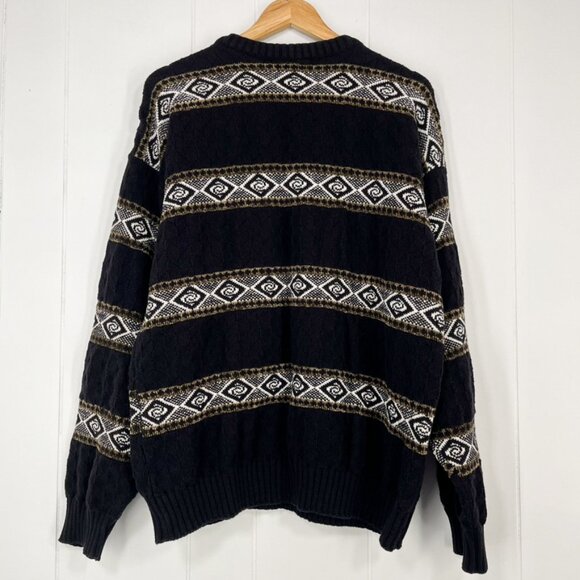 VTG CHAPS Ralph Lauren Chunky Sweater Crewneck Western Aztec USA Made Size Large - Picture 5 of 16